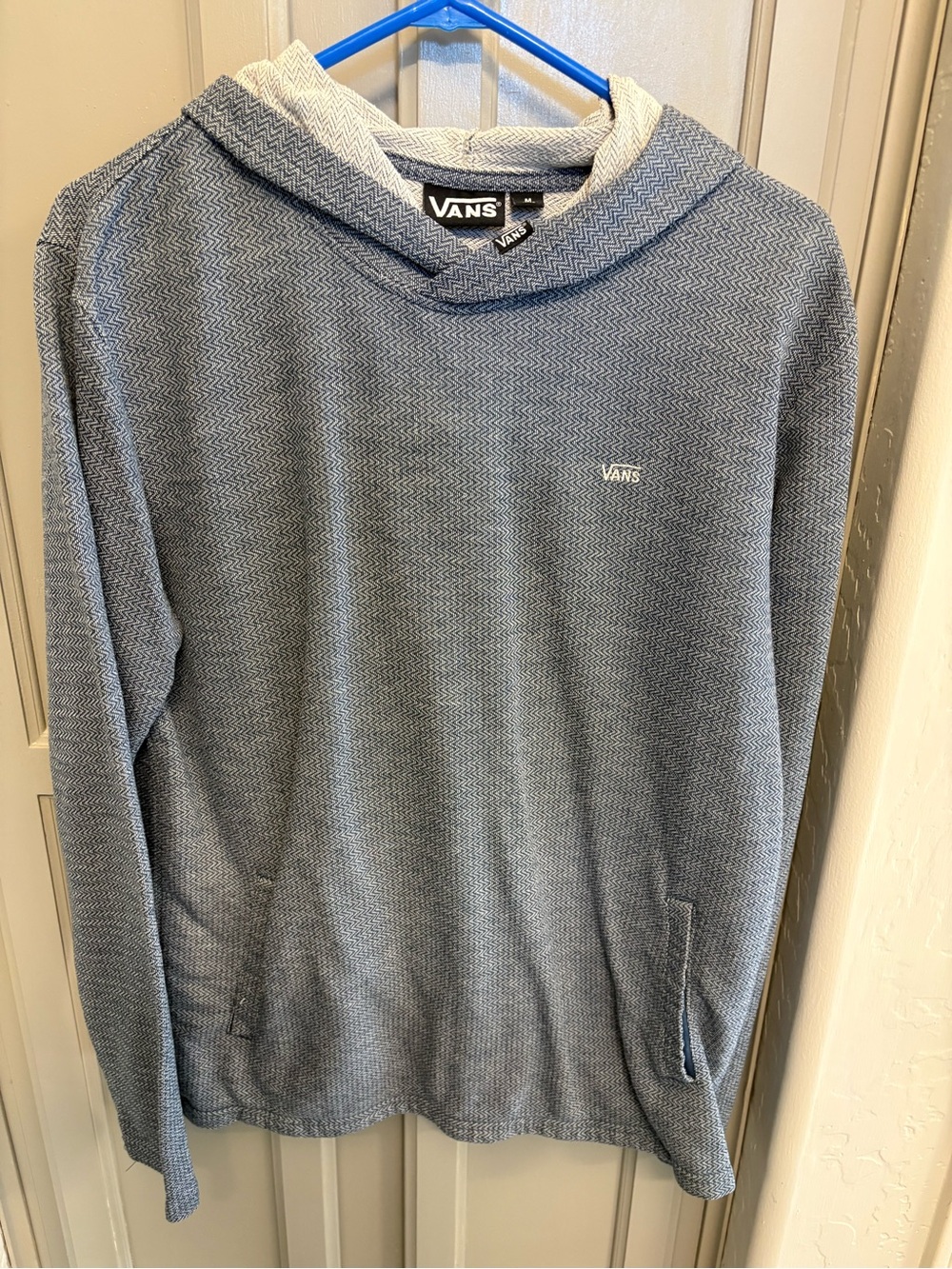Vans Blue and White Hooded Sweatshirt with Logo Tabs